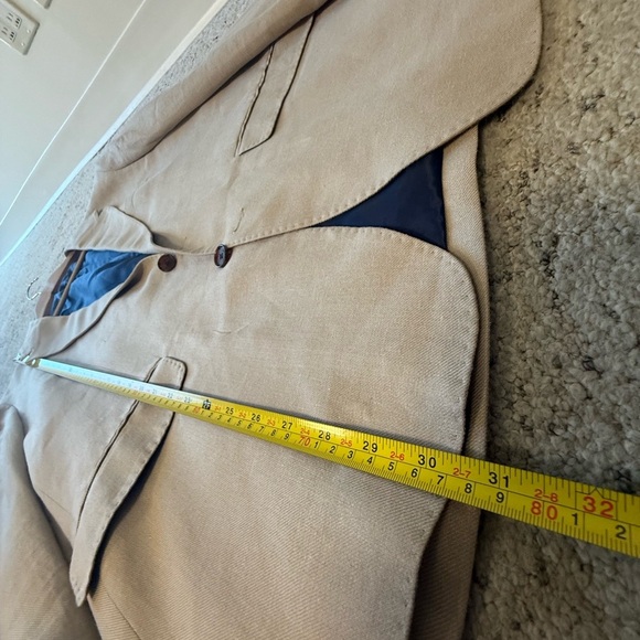 Douglas Hayward NWT 44 Linen blend Beige Blazer with Navy Lining- classic & raw - Picture 13 of 17